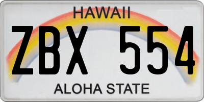 HI license plate ZBX554