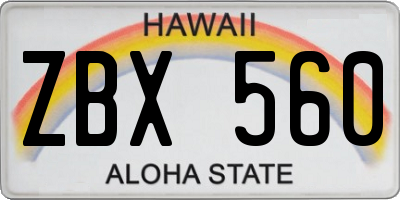 HI license plate ZBX560