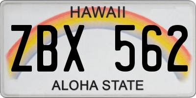 HI license plate ZBX562
