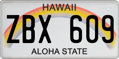 HI license plate ZBX609