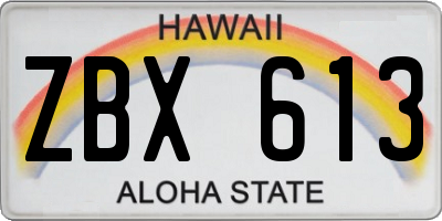 HI license plate ZBX613