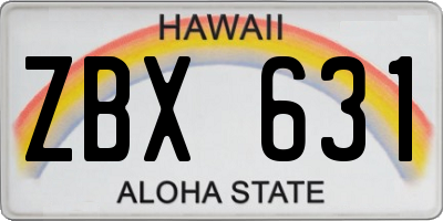 HI license plate ZBX631