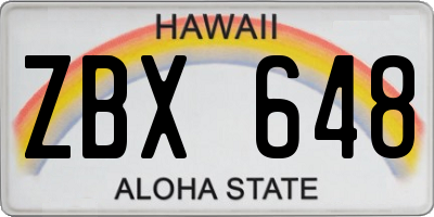 HI license plate ZBX648