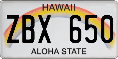 HI license plate ZBX650
