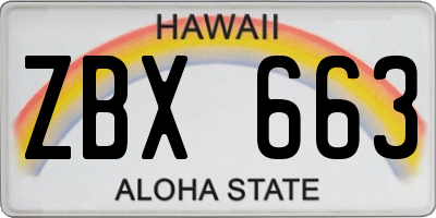 HI license plate ZBX663