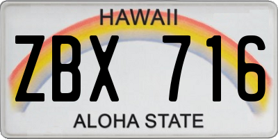 HI license plate ZBX716