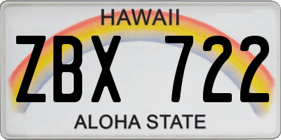 HI license plate ZBX722