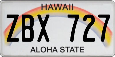 HI license plate ZBX727