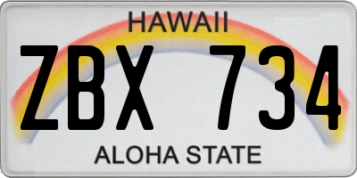 HI license plate ZBX734