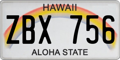 HI license plate ZBX756
