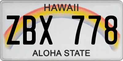 HI license plate ZBX778