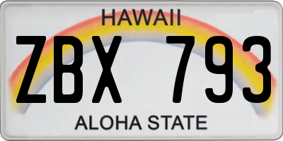 HI license plate ZBX793