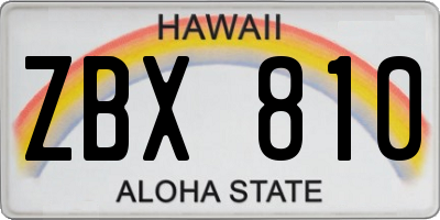 HI license plate ZBX810