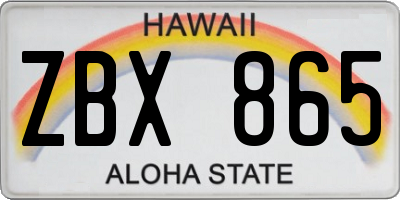 HI license plate ZBX865