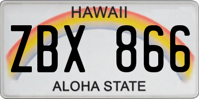 HI license plate ZBX866