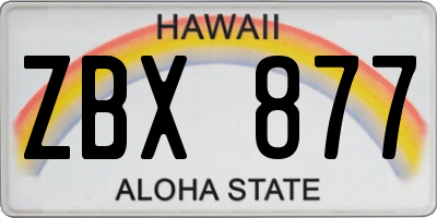 HI license plate ZBX877