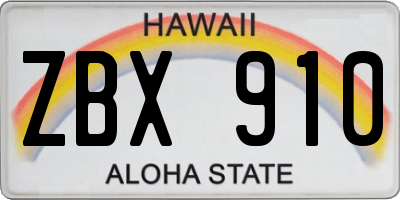 HI license plate ZBX910