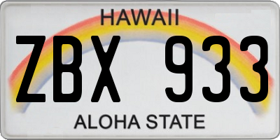 HI license plate ZBX933