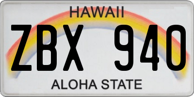 HI license plate ZBX940