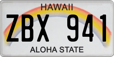 HI license plate ZBX941