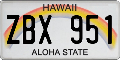 HI license plate ZBX951