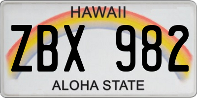 HI license plate ZBX982