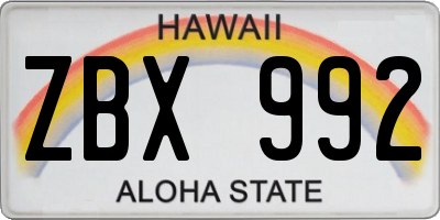HI license plate ZBX992