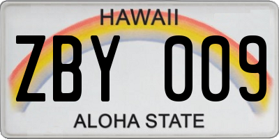 HI license plate ZBY009