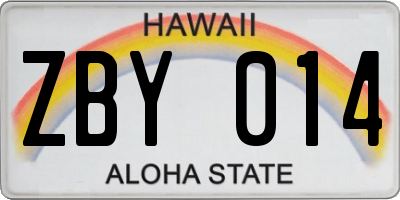 HI license plate ZBY014