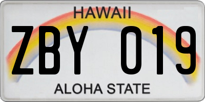 HI license plate ZBY019