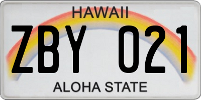 HI license plate ZBY021