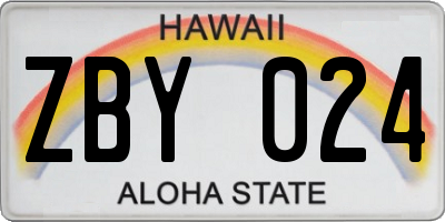 HI license plate ZBY024