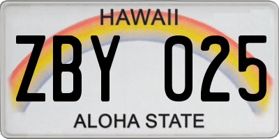 HI license plate ZBY025