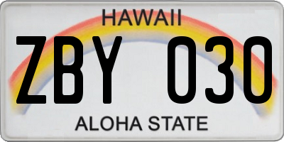 HI license plate ZBY030