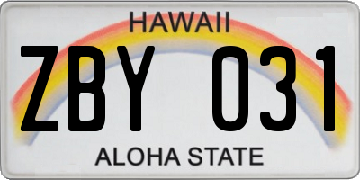 HI license plate ZBY031