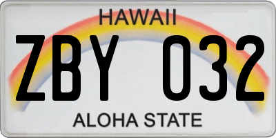 HI license plate ZBY032