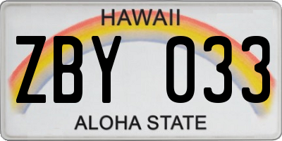 HI license plate ZBY033