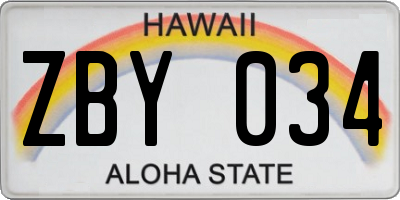 HI license plate ZBY034
