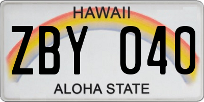 HI license plate ZBY040
