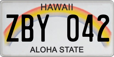 HI license plate ZBY042