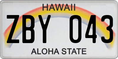 HI license plate ZBY043