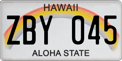 HI license plate ZBY045
