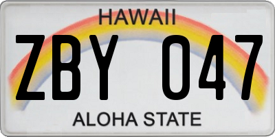 HI license plate ZBY047