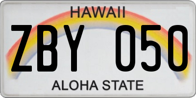 HI license plate ZBY050