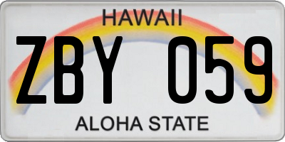 HI license plate ZBY059
