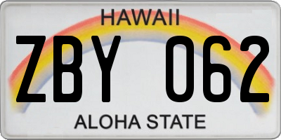 HI license plate ZBY062