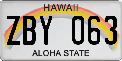 HI license plate ZBY063