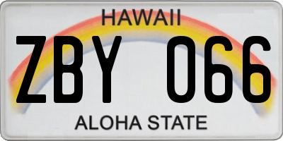 HI license plate ZBY066