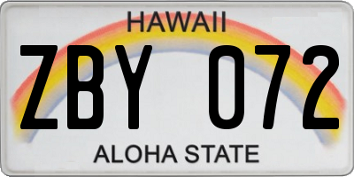 HI license plate ZBY072