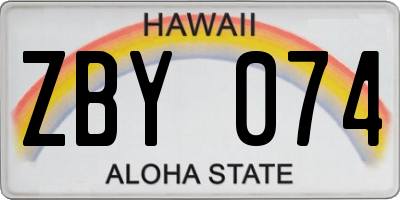 HI license plate ZBY074